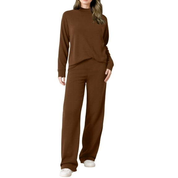 Women's Trousers Suit Comfortable And Stylish Knit Top With Wide Leg Pants For Everyday Wear In Autumn And Winter lounge sets