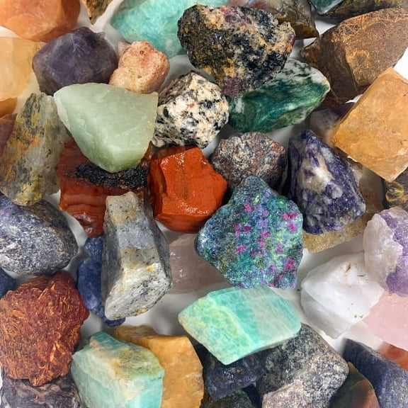 WireJewelry 3 lbs of Bulk Rough Asia Stone Mix - Large Natural Rough Stone and Crystals for Tumbling