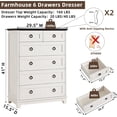 thumbnail image 2 of Joaxswe White Dresser for Bedroom, Wood 6 Drawer Modern Farmhouse Storage Cabinet for Bedroom Living Room Closet for Living Room, 2 of 7