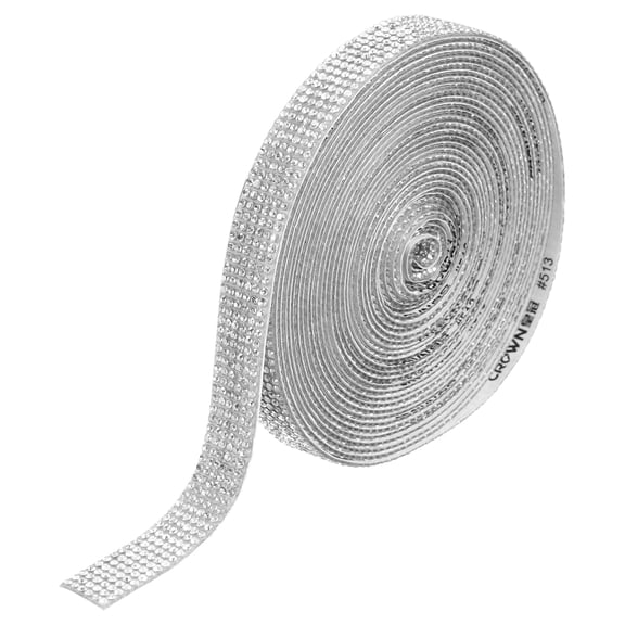 Uxcell Self Adhesive Rhinestone Strips, 6 Yards Crystal Rhinestone Ribbon Bling Diamond Stickers Wrap, Silver