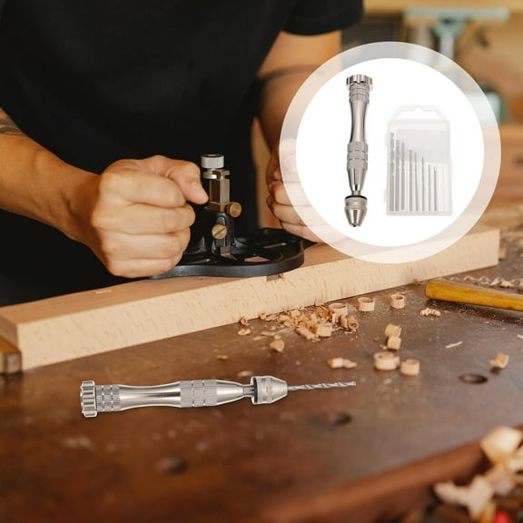 KONTONTY Durable Manual Hand Drill 1 Set for Wood and Rubber Aluminium Alloy