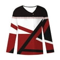 thumbnail image 4 of DDAPJ pyju Fall Tops for Women Trendy Casual V Neck Long Sleeve Shirts Geometric Graphic Print T Shirt Ofertas Hoy Liquidación Wine M, 4 of 6