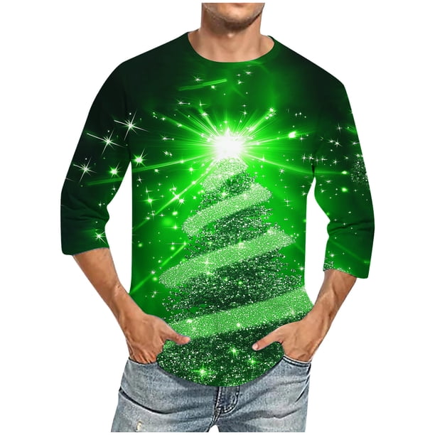 Camisas de Manga Larga para Hombres Imprimir Casual Cuello Redondo Blusa de Manga Corta, Camisas de Lino para Hombres