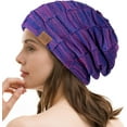 thumbnail image 2 of REDESS Beanie Hat for Men and Women Winter Warm Hats Knit Slouchy Thick Skull Cap-Blue&Rose, 2 of 5