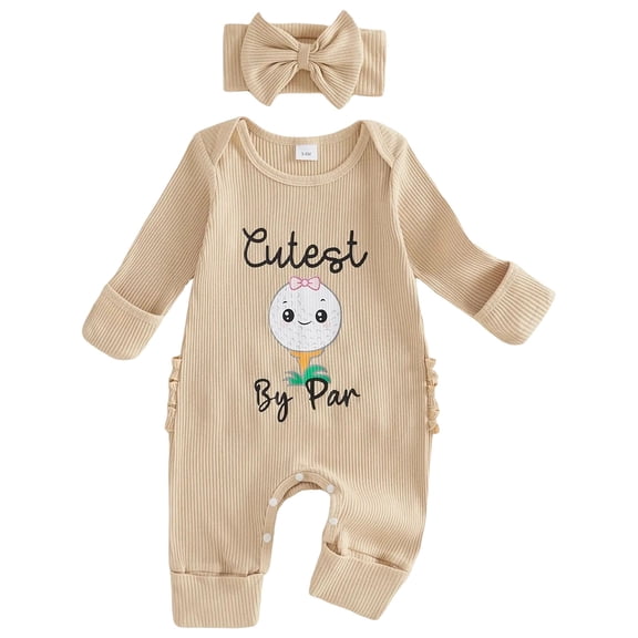 Akiihool Newborn Fall Clothes Girl Newborn Baby Girl Line Long Sleeve Straps Bodysuit Romper Jumpsuit Outfits Long Sleeve Clothes Beige,0-3 Months