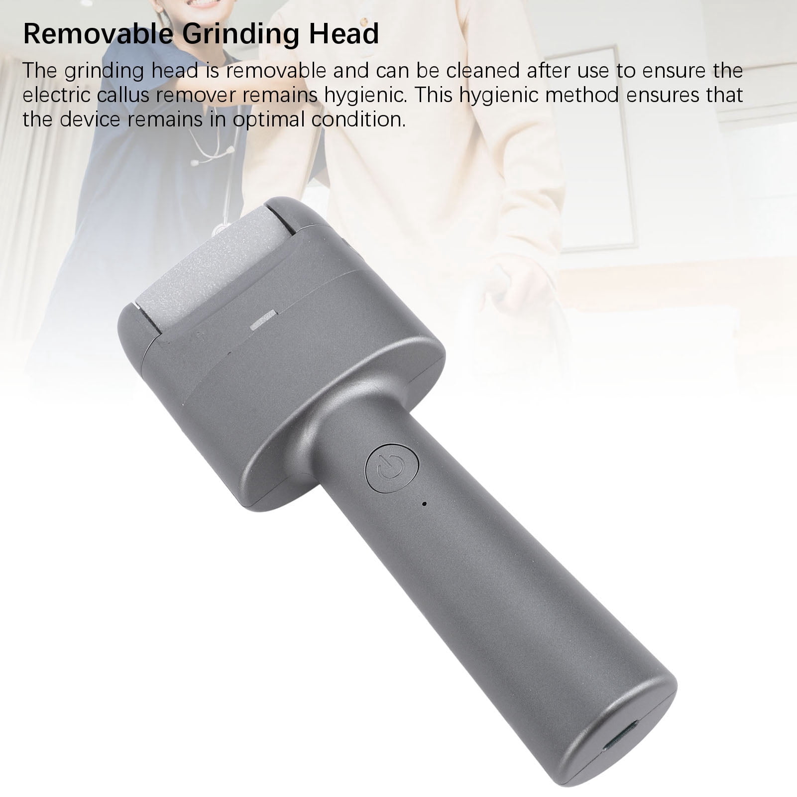 Nieyigj Electric Foot Callus Remover Portable Electric Foot File for Dead Skin and Calluses Gray, Professional 2-Speed Rechargeable Foot Scrubber (9.45 inches / 24 cm)