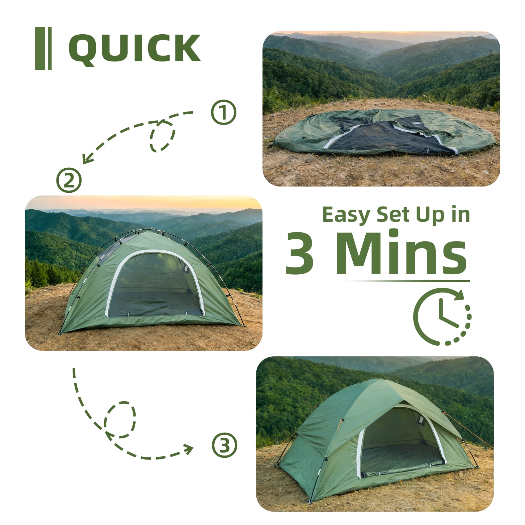 Croosse Camping Tent for 2 Person - Lightweight Two Person Tents with Rainfly for Camping, Hiking, Backpacking