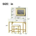 thumbnail image 2 of Makeup Vanity Desk and Stool with Mirror, Modern Vanity Table with Charging Station, 4 Drawers and 2 Open Shelves, 3 Lighting Mode Adjustable Dressing Table Set for Bedroom, Makeup Studio, 2 of 7