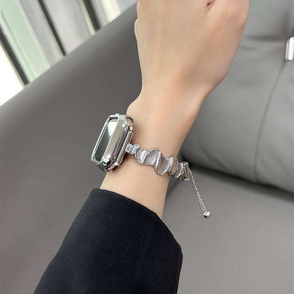 Metal Bands Compatible with Apple Watch Band 41mm 40mm 38mm 42mm 44mm 45mm 49mm iWatch Series 11/10/9/Ultra/SE/8/7/6/5/4/3/2/1, Dressy Metal Bangle Bracelet Women