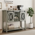 thumbnail image 1 of Small Dining Table Set for 2, 3 Piece Kitchen Bar Dinette Square, with PU Padded Chairs, Gray, 1 of 6
