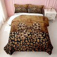 thumbnail image 2 of Erosebridal Wood Grain Leopard Bow Bed Spread Queen for Girls, Rustic Cheetah Animal Print Queen Coverlet Set, 3 Pieces 1 Quilt and 2 Pillowcases, 2 of 7