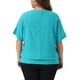 thumbnail image 3 of Top de mujer de talla grande Agnes Orinda para el Día de San Patricio, con cuello redondo, mangas de murciélago, dobladillo doble y diseño de ojales, camisetas casuales de verano 1X en verde lago, 3 of 6