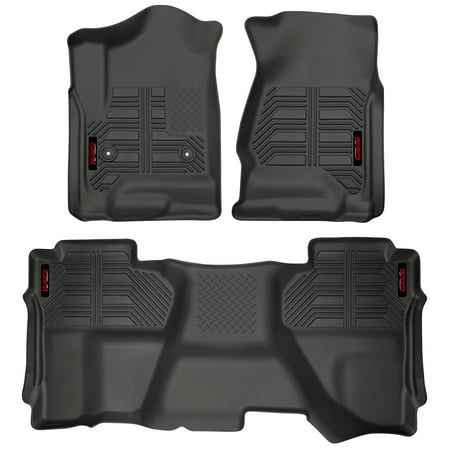 Gator 79608 Black Front and 2nd Seat Floor Liners Fits 14-18 Silverado/Sierra 1500 Double Cab, 2015-19 2500/3500 Double Cab, 2019 Silverado 1500 LD/Sierra Limited Double
