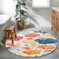 thumbnail image 4 of Colorful Seashell Round Area&nbsp;Rug 3ft Coastal Non-Slip&nbsp;Washable Circle Rugs Soft Felt Indoor Floor Mat for Bedroom Kitchen Living Room Bathroom, 4 of 9