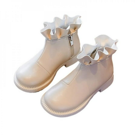 

Fashion Girls Ankle Boots for Toddlers Little Kids Warm Ruffle Edge Winter Autumn Martin Boots