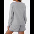 thumbnail image 4 of Conjunto de Pijama Deportivo Informal de Dos Piezas para Mujer con Bolsillos, Ropa de Moda de Otoño Gris S, 4 of 5