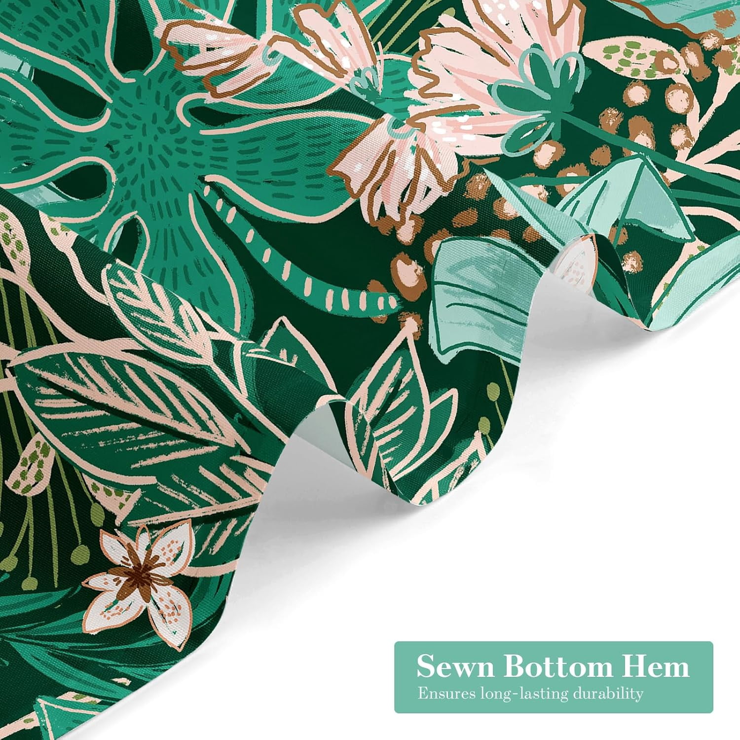 Boho Floral Shower Curtain, Modern Flower Shower Curtains for Rustic Vintage Bathroom Decor, Chic Elegant Fabric Cloth Shower Curtain, Abstract Tropical Leaves, 72x72