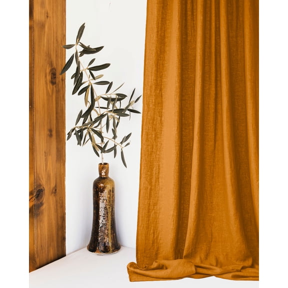 The Cozy Creations Set of 2 Rod Pocket Window Panels, 100% Cotton Curtain for Door ,Bedroom, Living Room and Kitchen, Thik Cotton Extra Long Blackout Curtains, Cinnamon, 44" Wide x 63" Length