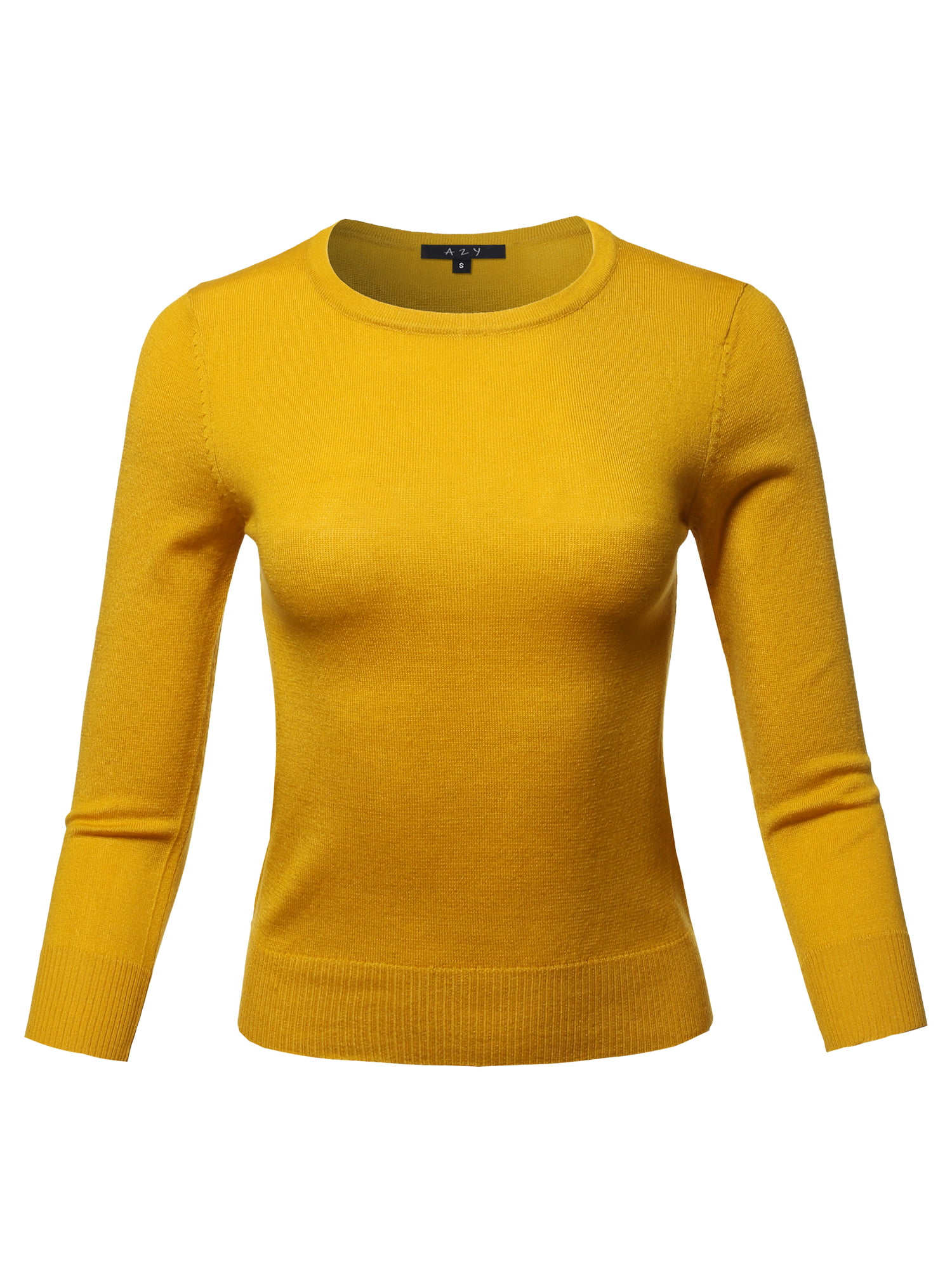 A2Y Women's Basic Casual Colorful 3/4 Sleeve Knit Pullover Sweator Top ...