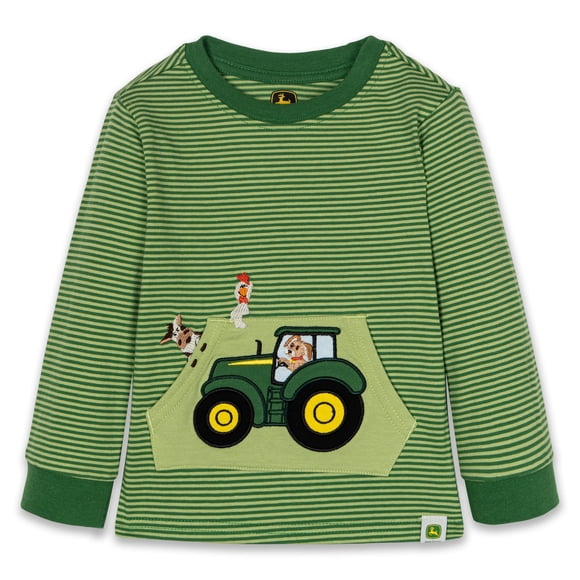 Camiseta John Deere Tractor para niños pequeños, manga larga, 3T, verde