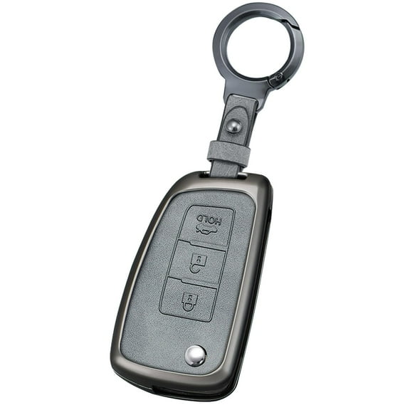 Fit for Nissan Flip Folding Key Fob Cover Metal and Leather Car Key Case Protector for Rogue Rogue Select Rogue Sport