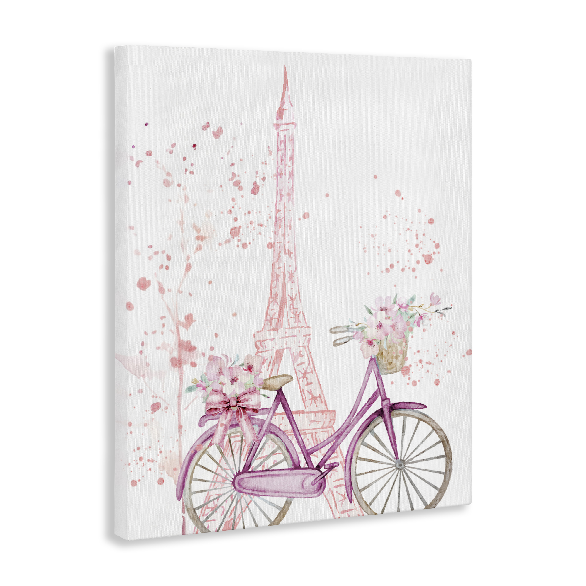 Parisian Bicycle & Modern Splatter Canvas Wall Art, design by Kim Allen