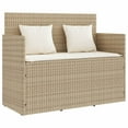 thumbnail image 1 of vidaXL Patio Bench with Cushions Beige Poly Rattan, 1 of 6