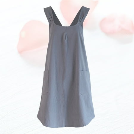 

cooking apron Simple Style Cooking Apron Stain Resistant Apron Sleeveless Serving Aprons Housework Apron for Home Restaurant (Grey)