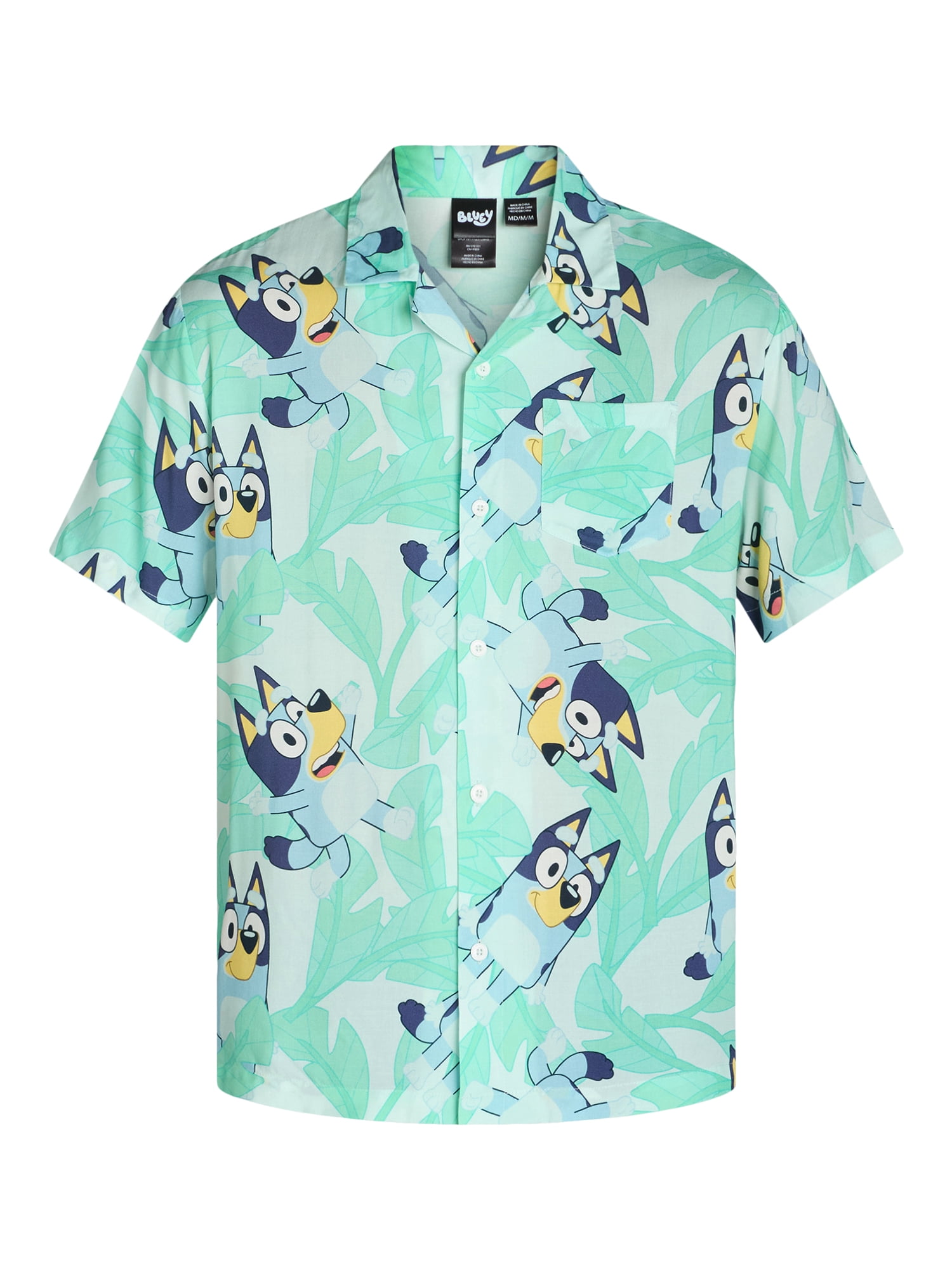 Bluey Men’s and Big Men’s Palm Trees Graphic Polo Shirt, Sizes S-3XL