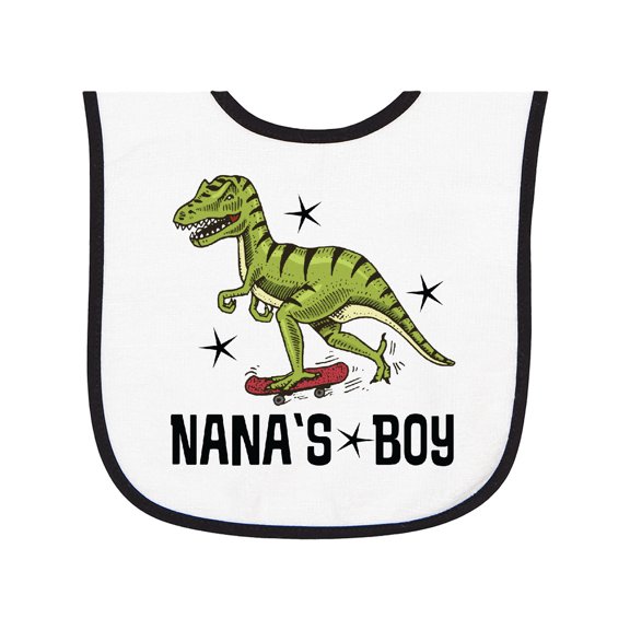 Inktastic Nanas Boy Grandson Dinosaur Baby Terry Cloth Bib