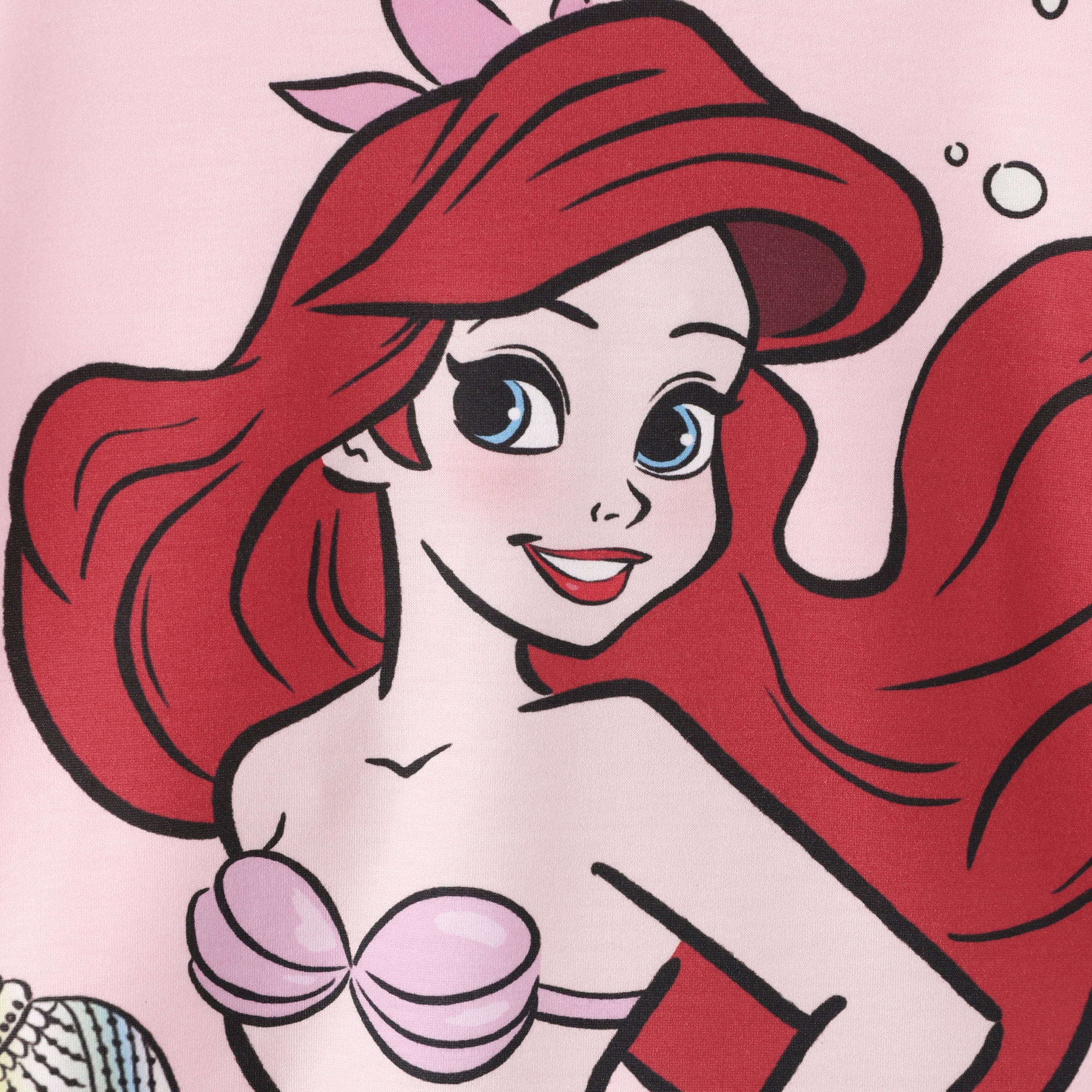 Disney Princess Girls Ariel Graphic Crop Tee and Mermaid Dress-Style Shorts Summer Pink Outfit Set Toddlers Kids 3-4T