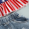 thumbnail image 4 of 2 Pcs Infant Independence Day Outfits Girls Tie-up Ruffled Halter Tops Ripped Jeans Summer Clothing Sets, 4 of 6