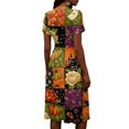 thumbnail image 5 of Halloween Dresses for Women Bat Short Sleeve Pumpkin Funny Wrap Dresses Witch Hat V Neck Cute Wedding Guest Dress S, 5 of 5