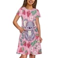 thumbnail image 4 of Uourmeti Koala Kids Short Sleeve Dress Summer Cute Swing Dresses Strawberries Casual Soft Crewneck Knee Length A-Line Dress with Pockets for 11-12 Years Girls, 4 of 5