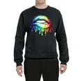 thumbnail image 2 of Wild Bobby, Colorful Neon Rainbow Biting Lips, Pop Culture, Unisex Crewneck Graphic Sweatshirt, Black, Small, 2 of 3
