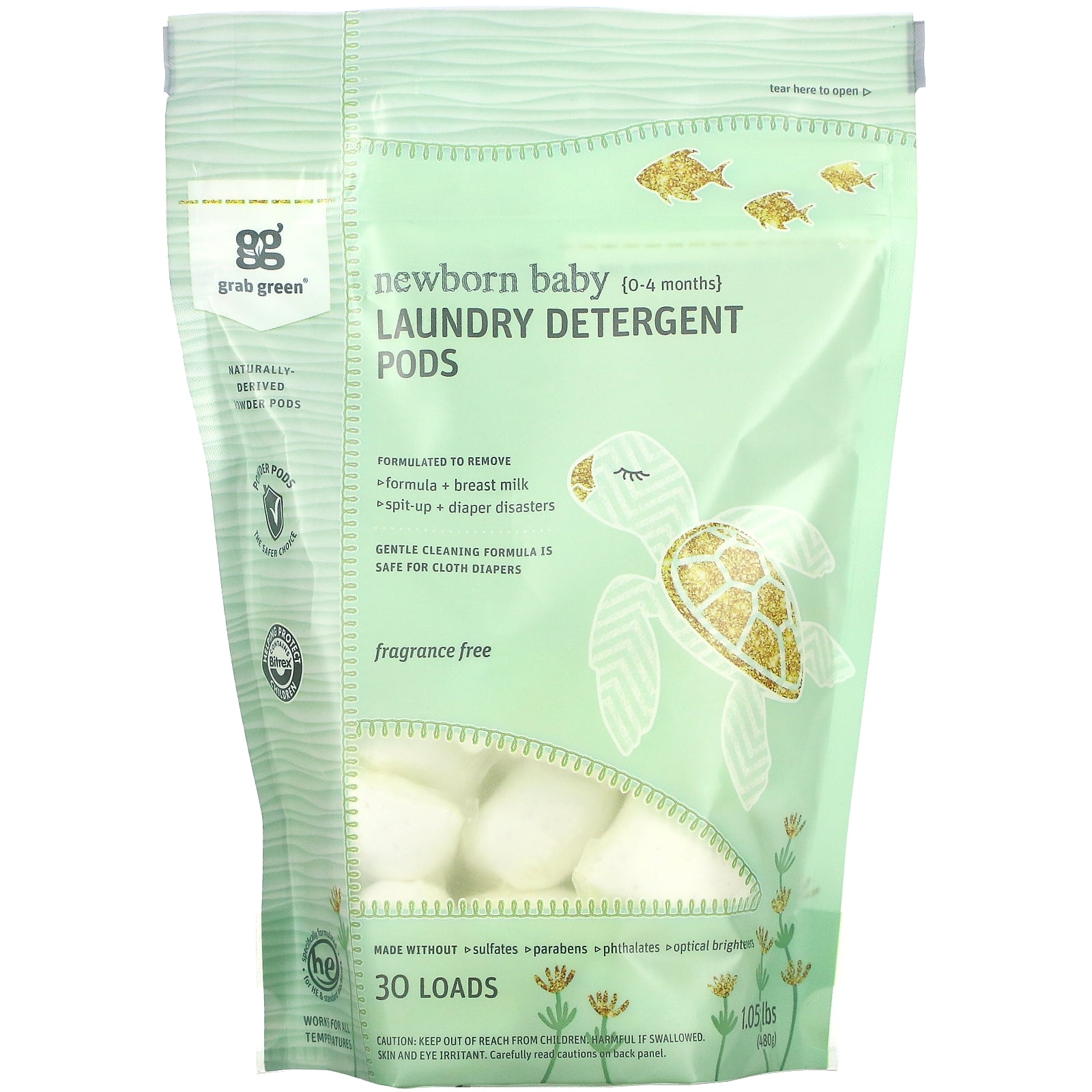8941円 2021新発 Grab Green Natural Newborn Baby Laundry Detergent Pods Chamomile 30 Count Pack of 2