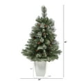thumbnail image 2 of 3.5ft. Snowed French Alps Mountain Pine Artificial Christmas Tree with 135 Bendable Branches and Pine Cones in White Metal Planter, 2 of 4