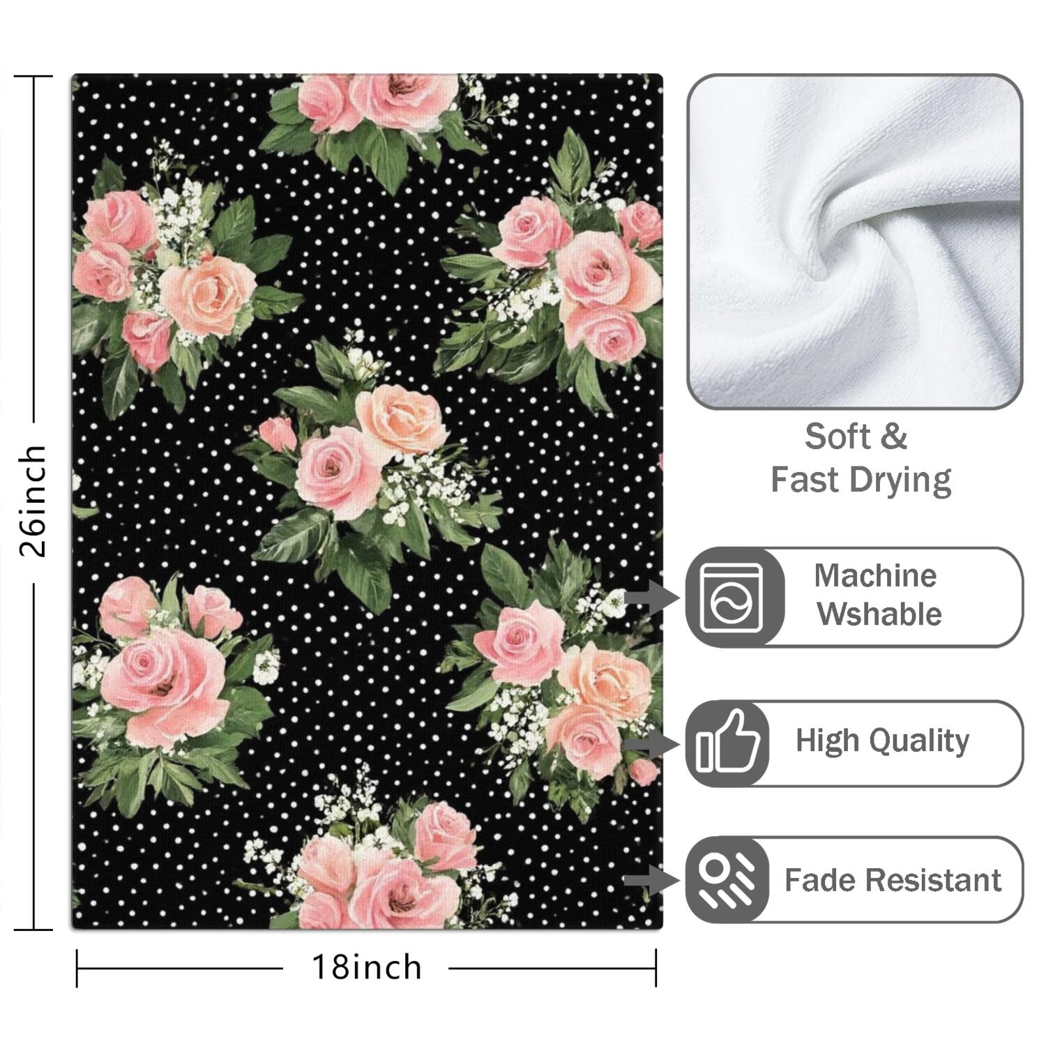 2 Pcs Funny Kitchen Towels,Pioneer Flower Microfiber Dish Towels,Kitchen Tea Towels,Kitchen Towel Set (18" X 26")