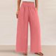 thumbnail image 2 of Pantalones de la Cintura Elástica de las Mujeres de Color Sólido Bolsillo Casual Pantalones de Moda 95% Poliéster 5% Spandex, Nuevos Pantalones Estirables para el Uso Diario, 2 of 9