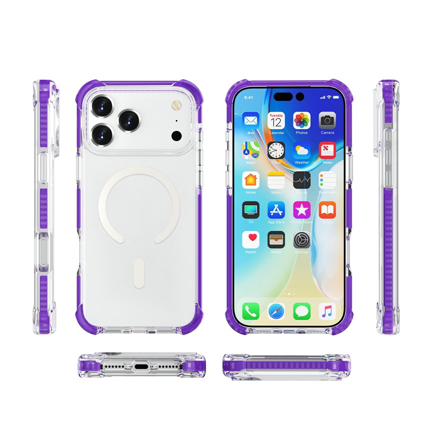 Flexible TPU Mesh Protective Case for iPhone 17 Pro Max - Purple