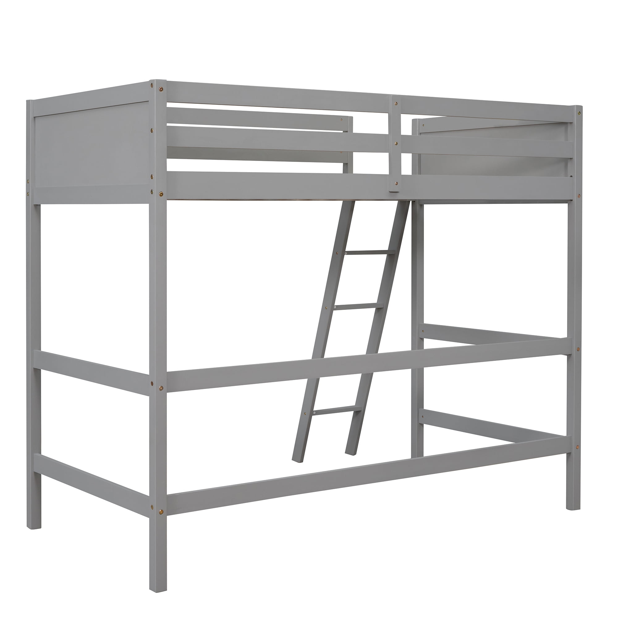 Aukfa Twin Loft Bed, Wood Bed Frame for Dorm Teens College, Modern - Gray