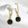 Smokey Quartz Yellow Gold Flashed Sterling Silver 6mm Round Dangle Leverback Earrings
