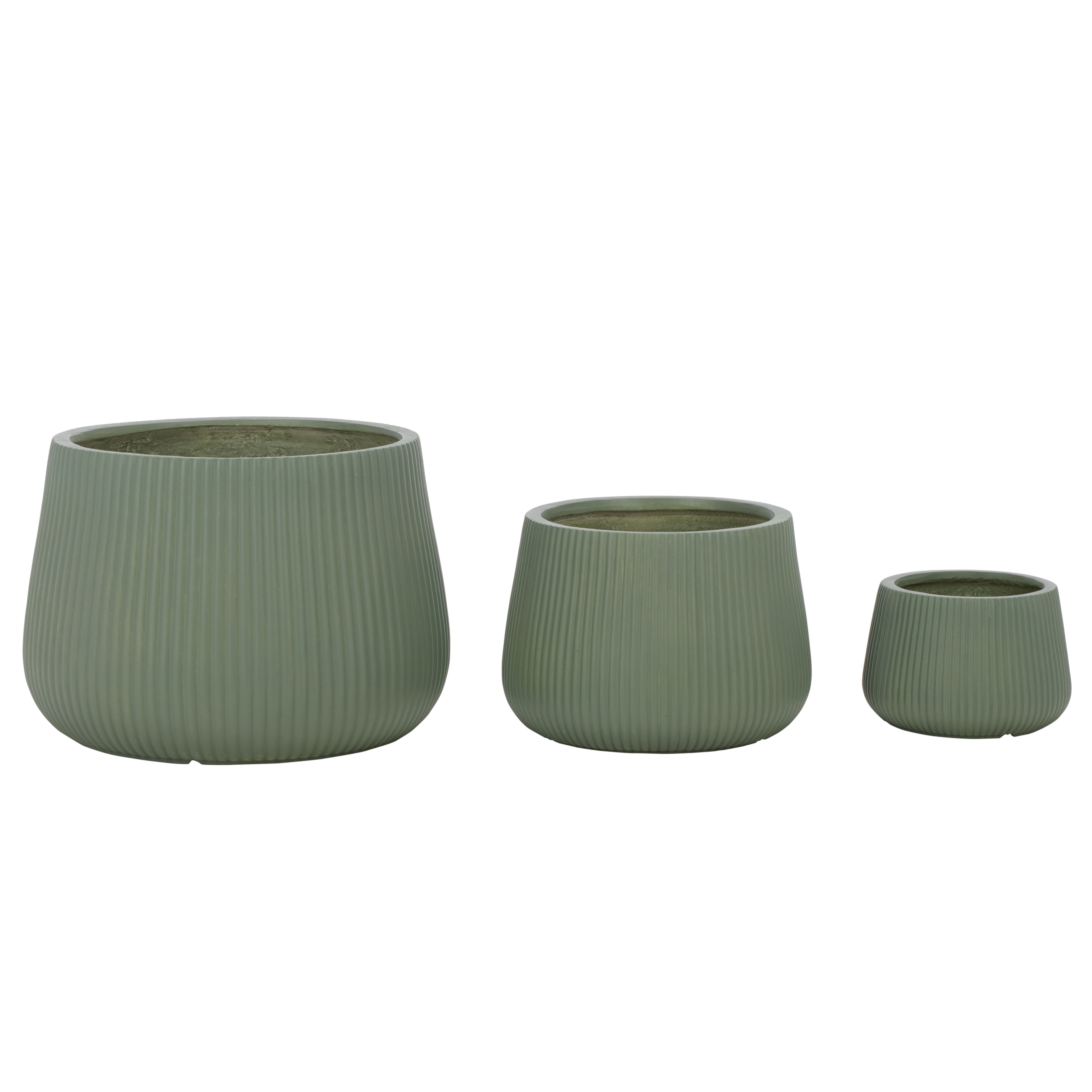Safavieh Sara Round Green Fiber Clay Plant Pots - Set of 3