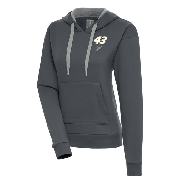 Women's Antigua Charcoal Erik Jones Victory Pullover Hoodie