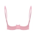 thumbnail image 2 of zdhoor Women's Satin Balconette Bra Demi Half Cup Push Up Underwire Bra Lingerie Shelf Bra Tops Pink XXL, 2 of 5