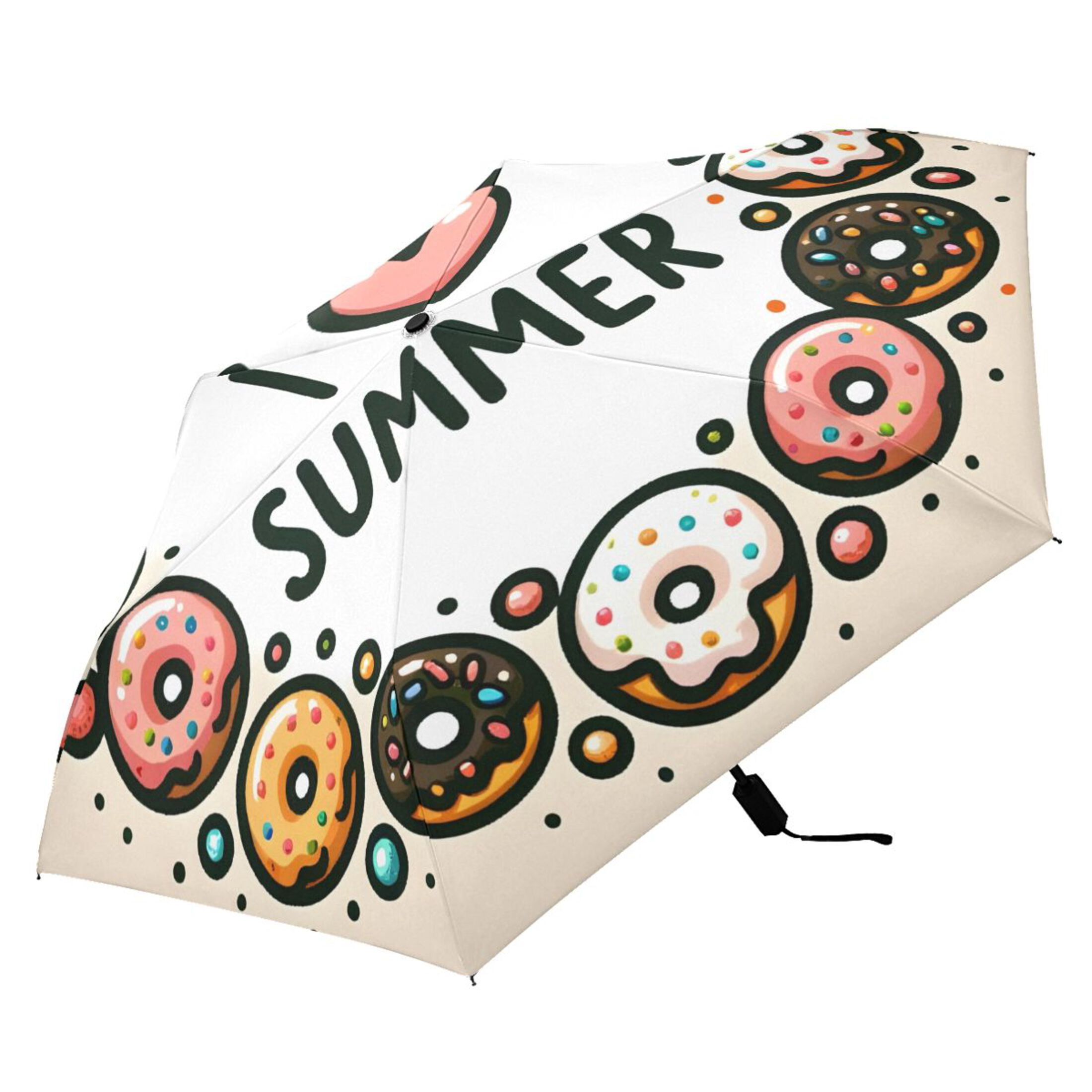 Cute Colorful Donuts Compact Sun Umbrella Windproof Travel Umbrellas for Rain Strong Portable UV Protection