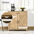 thumbnail image 6 of HOMCOM 32" Farmhouse Barn Door Style Sideboard, Buffet Cabinet, Coffee Bar for Kitchen, Living Room or Entryway, Natural Wood Effect, 6 of 9