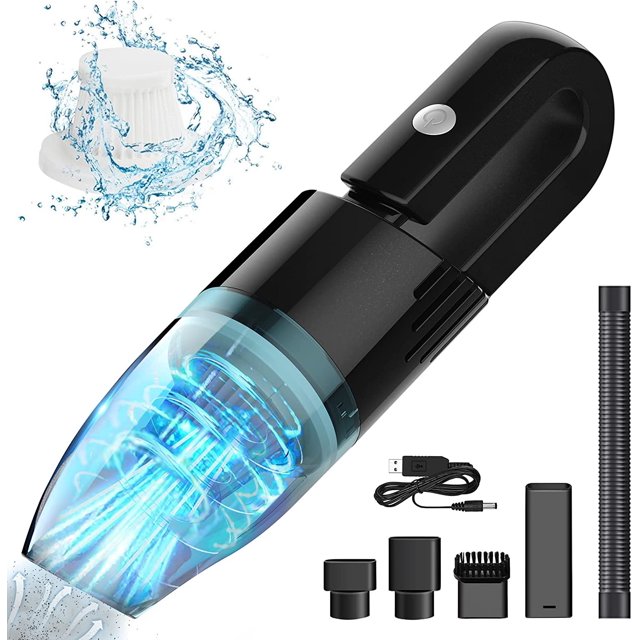 Aspirador de Mano Inalámbrico, Aspirador de Coche Portátil 2*2000mAh con Filtro Lavable y 3 Boquillas, Aspirador de Mesa Potente 40W 4500Pa para Hogar Coche Oficina Cocina Sofá Mascotas