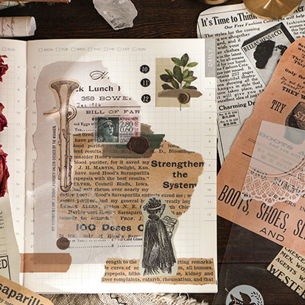 Papel De Material De Arte Libro de recuerdos de la tarjeta del diario de la biblioteca vieja del papel del Material del arte para el sobre de las cajas de regalo Sywqhk Libre de BPA