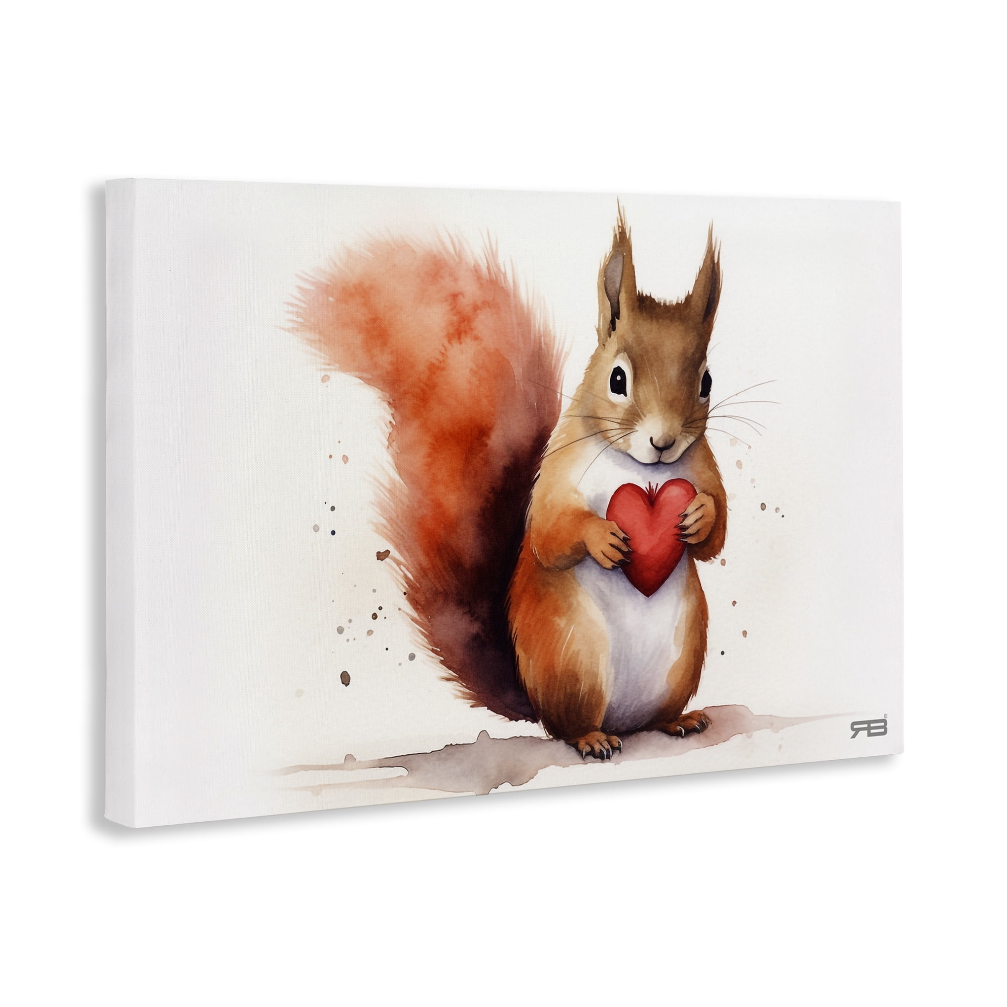 Stupell Industries Squirrel Holding Heart Animals & Insects Painting Gallery Wrapped Canvas Art Print Wall Art, 24 x 16